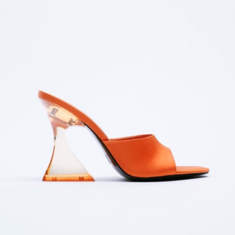 ORANGE HIGH HEELED METHACRYLATE SANDALS